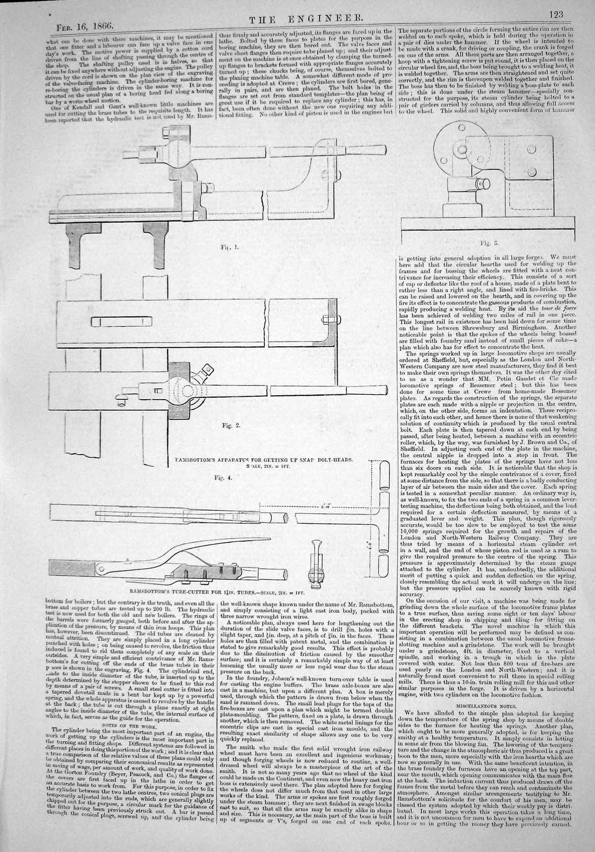 Old Engineering 1866 Ramsbottom Tube-Cutter Apparatus Snap Bolt Heads Victorian