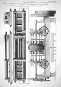 Antique Print 1866 Drilling Machinery Hydraulic Draw-Bench Steel Tube Works