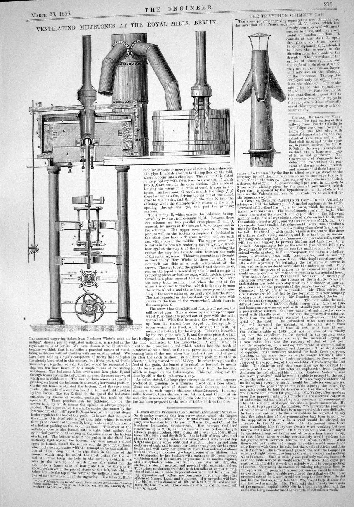 Old 1866 Ventilating Millstones Royal Mills Berlin Trisyphon Chimney Victorian