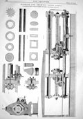 Old Print Engineering 1866 Machinery Drawing Taper Tubes C-Drawn Steel W 19th