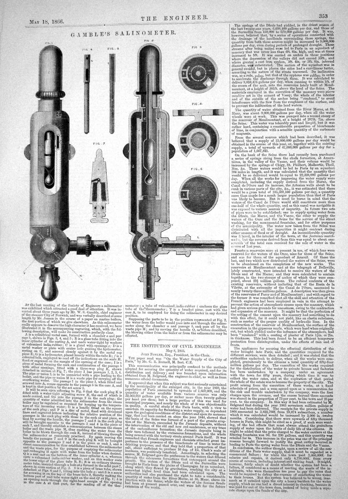Old Engineering 1866 Gamble Salinometer Machinery Steamer City Norwic Victorian