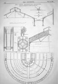Old Print 1866 Paris Exhibition Building Intermediate Galleries Semi Plan 19th