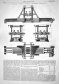 Antique Print Engineering 1866 Todd Greenwich Patent Duplex Planing Machine