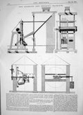 Antique Old Print Engineering 1866 Ore Stamping Crushing Machines Apparatus