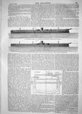 Old Print 1866 New Turrett Ship Monarch Pilot-House Captain Coles Funnel 19th