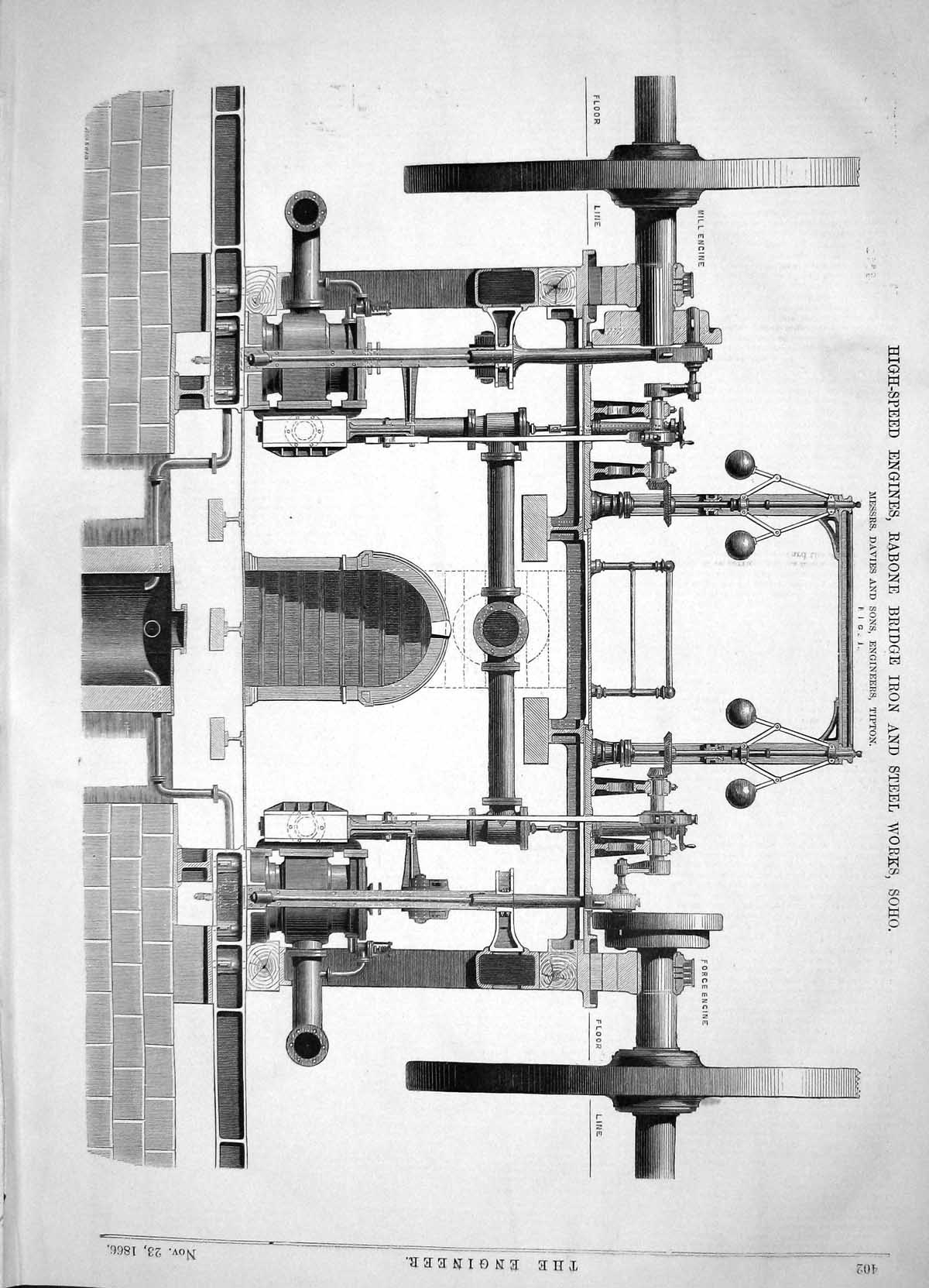 Old 1866 High-Speed Engines Rabone Bridge Iron Steel Works Soho Davie Victorian