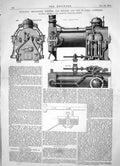 Antique Old Print 1866 Twin-Screw Engines Boilers H.M.S. Ship Maudslay Field