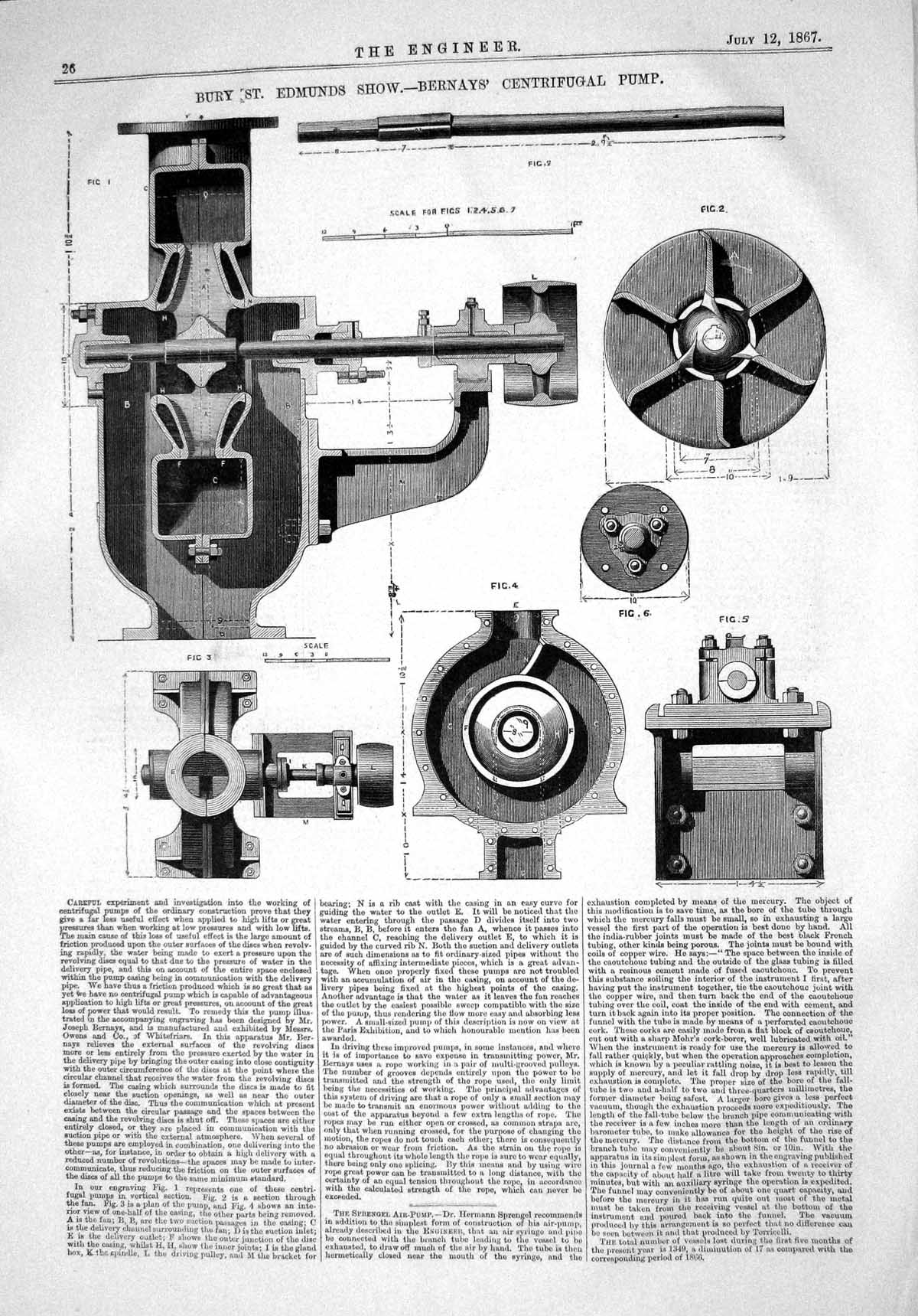 Old 1867 Bury St. Edmunds Show Bernays Centrifugal Pump Instruments E Victorian