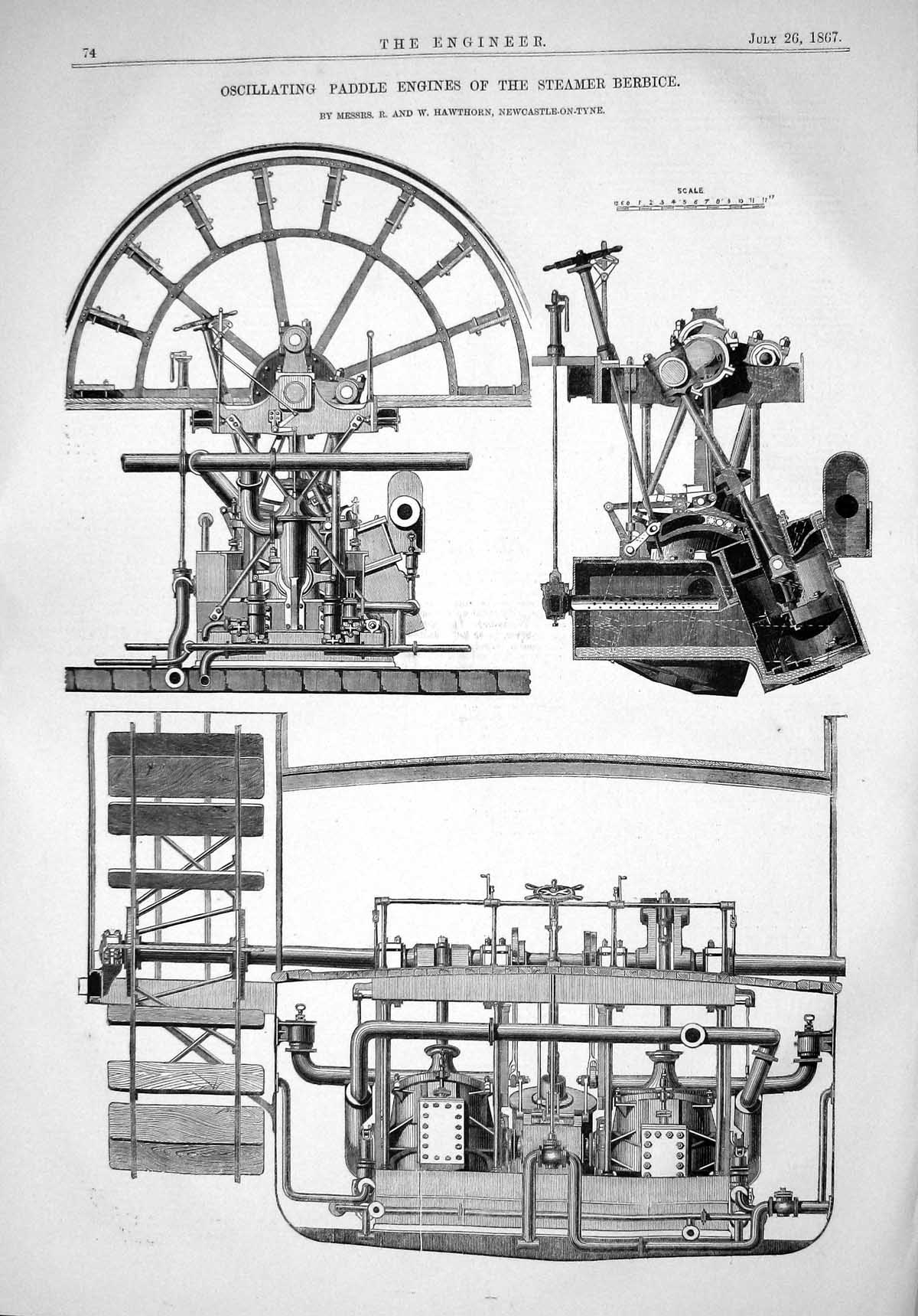 Old 1867 Oscillating Paddle Engines Steamer Berbice Hawthorn Engineer Victorian