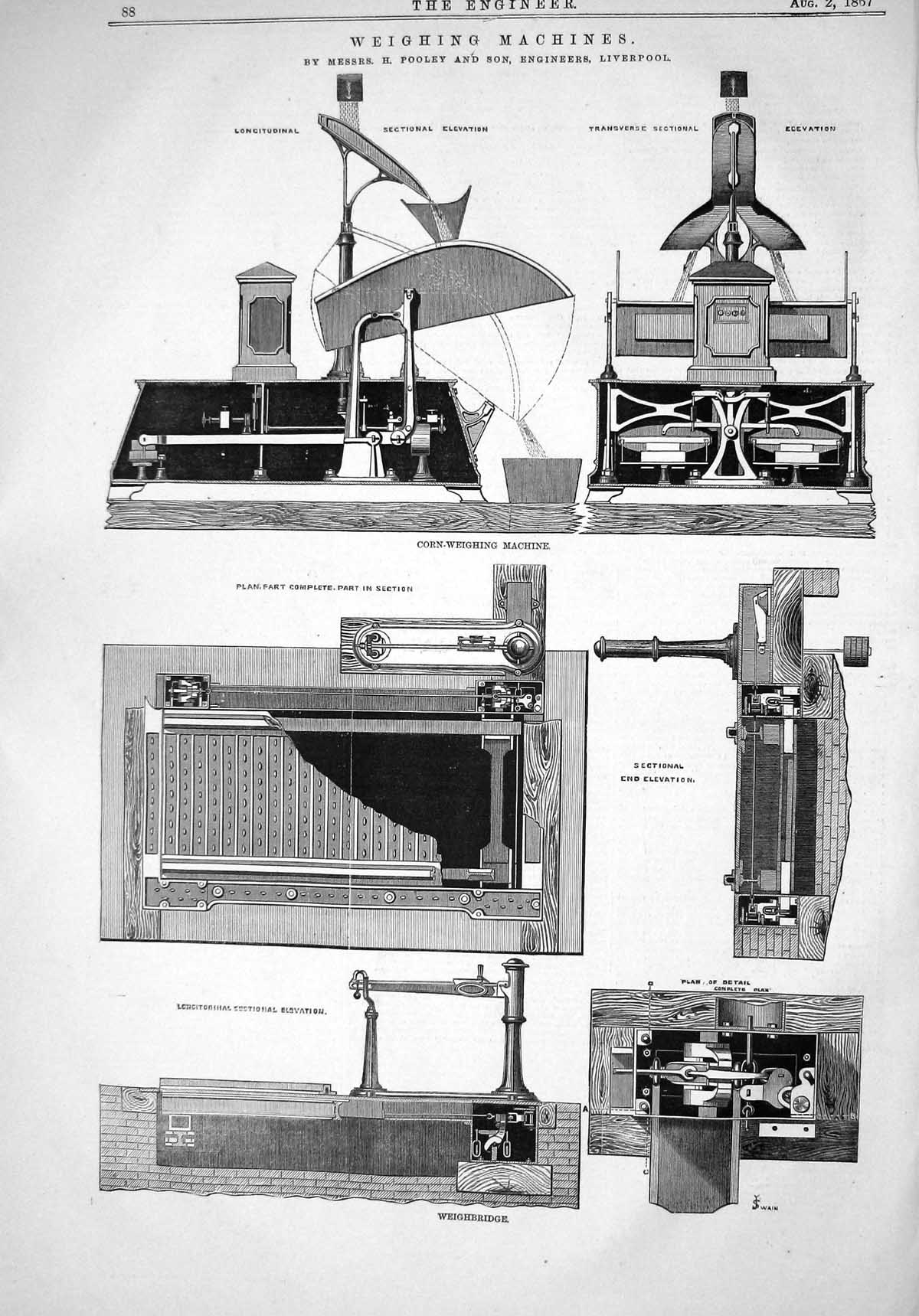 Old 1867 Weighing Machines Pooley Engineers Liverpool Corn Instrument Victorian