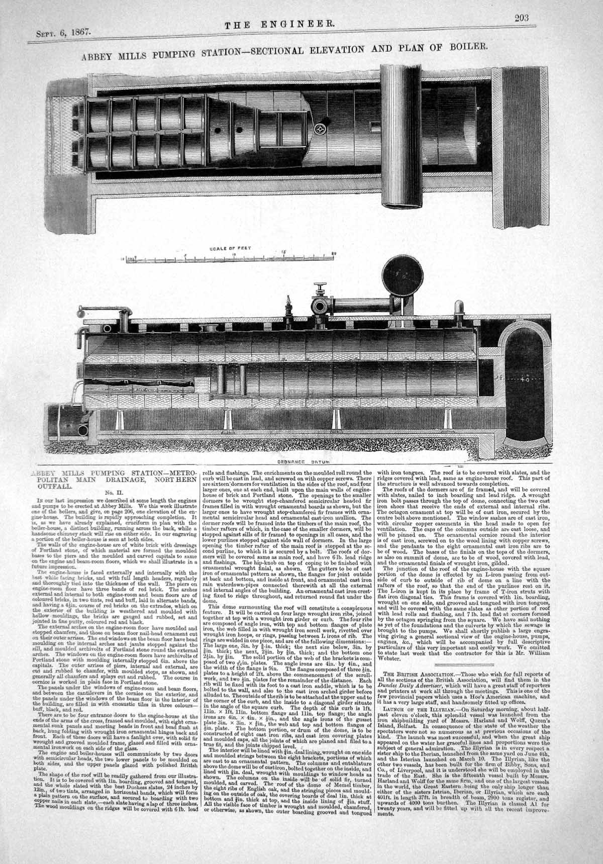 Old 1867 Abbey Mills Pumping Station Plan Boiler Machinery Raising Wa Victorian
