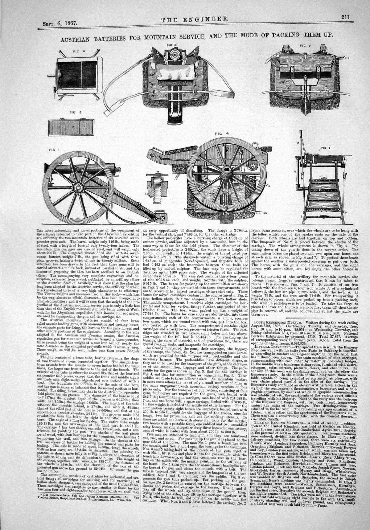 Old 1867 Austrian Batteries Mountain Service Packing Wheel Engineerin Victorian
