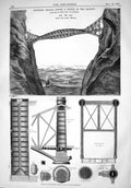 Antique Old Print 1867 Proposed Bridge Across Defile Balkan Bosphorus Ruppert