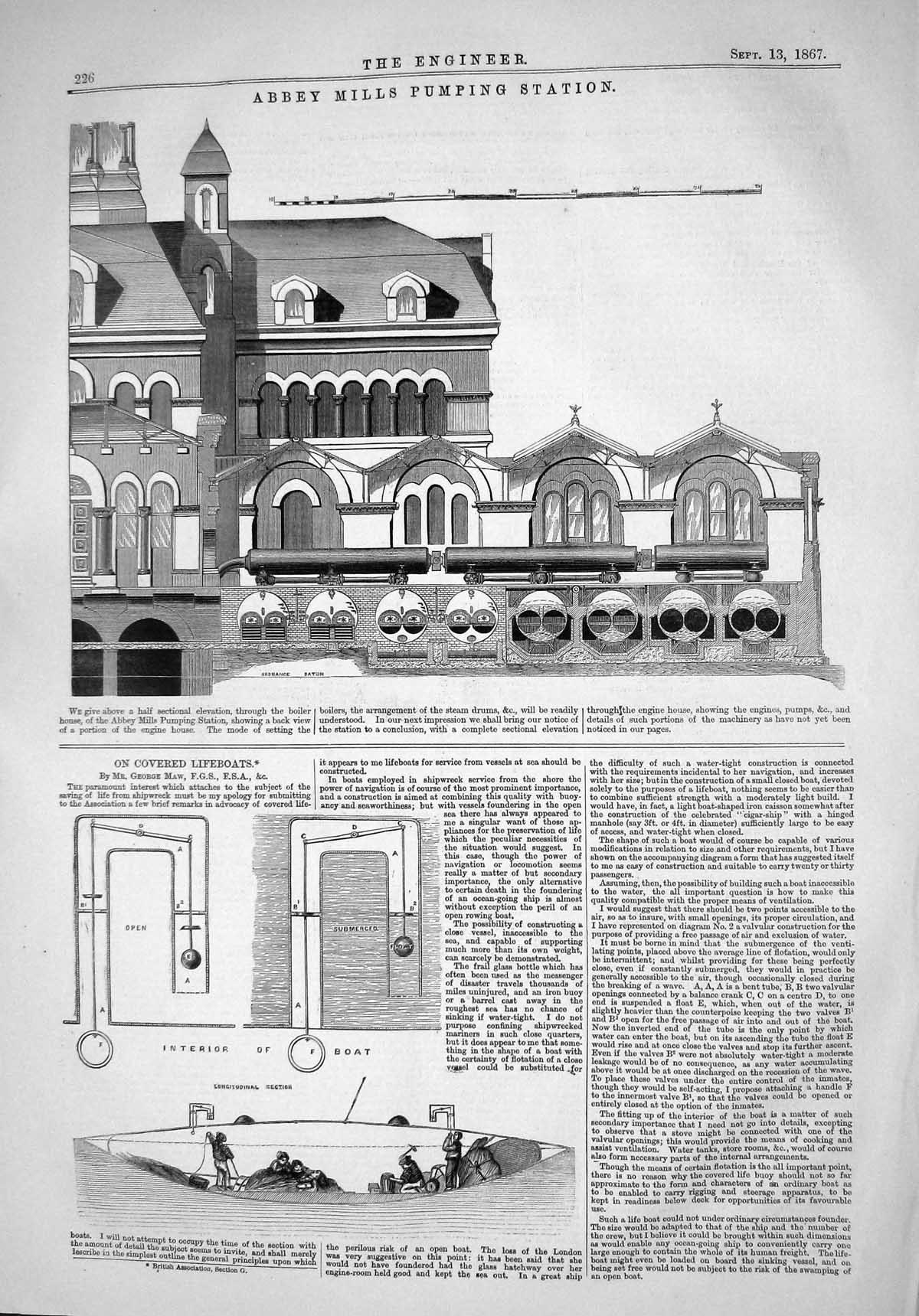 Old 1867 Abbey Mills Pumping Station Interior Covered Lifeboat Engine Victorian
