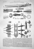 Old Print 1867 Herman Haupt Tunnelling Machinery Engineering Instruments 19th
