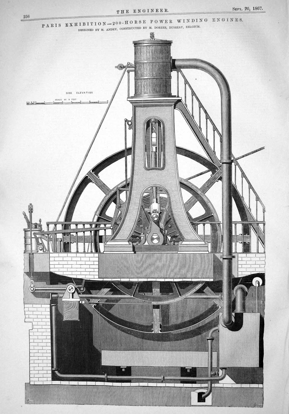 Old 1867 Paris Exhibition Horse Power Winding Engines Andry Dorzer Bu Victorian