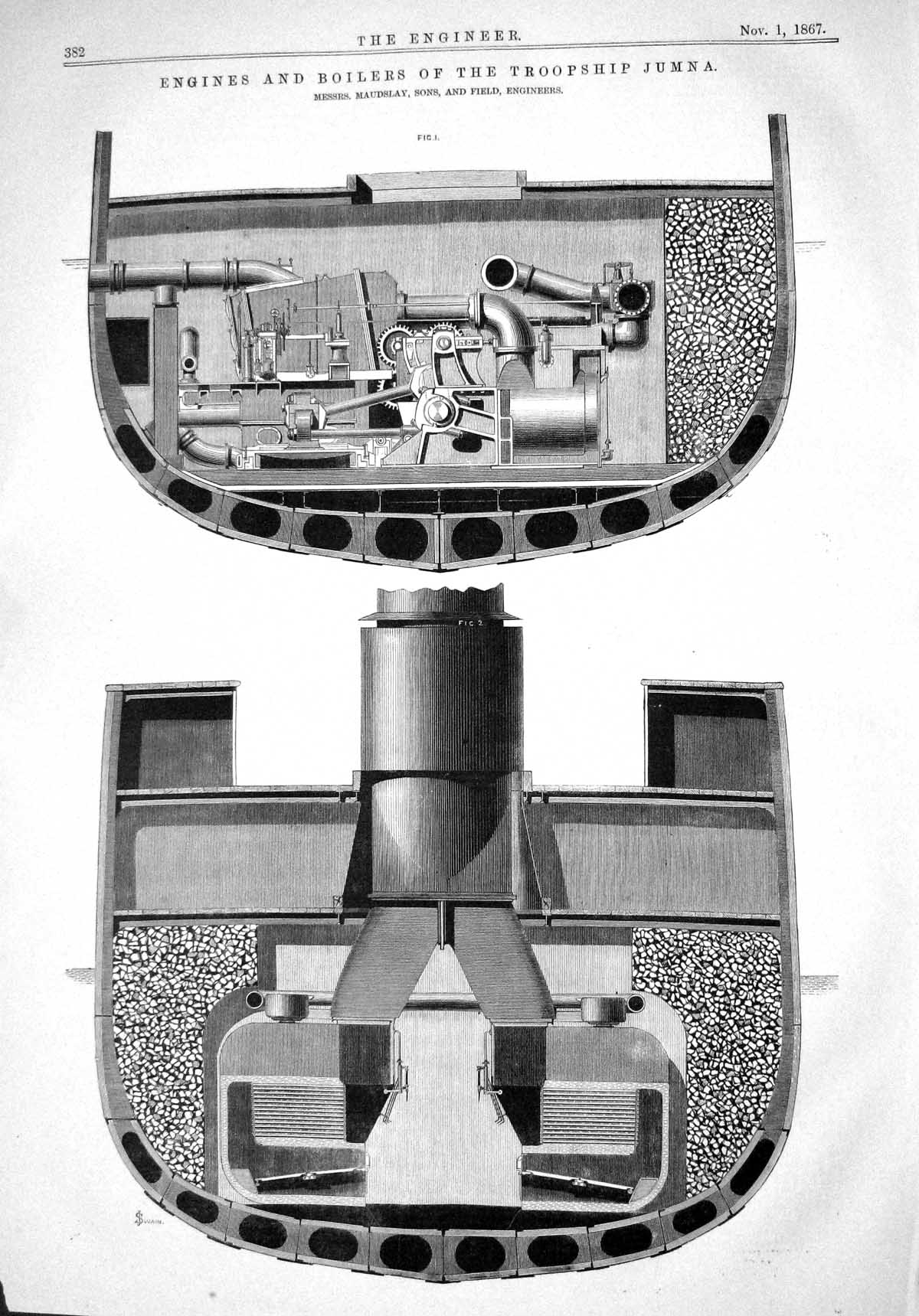 Old 1867 Engines Boilers Troopship Jumna Maudslay Field Engineers Mac Victorian