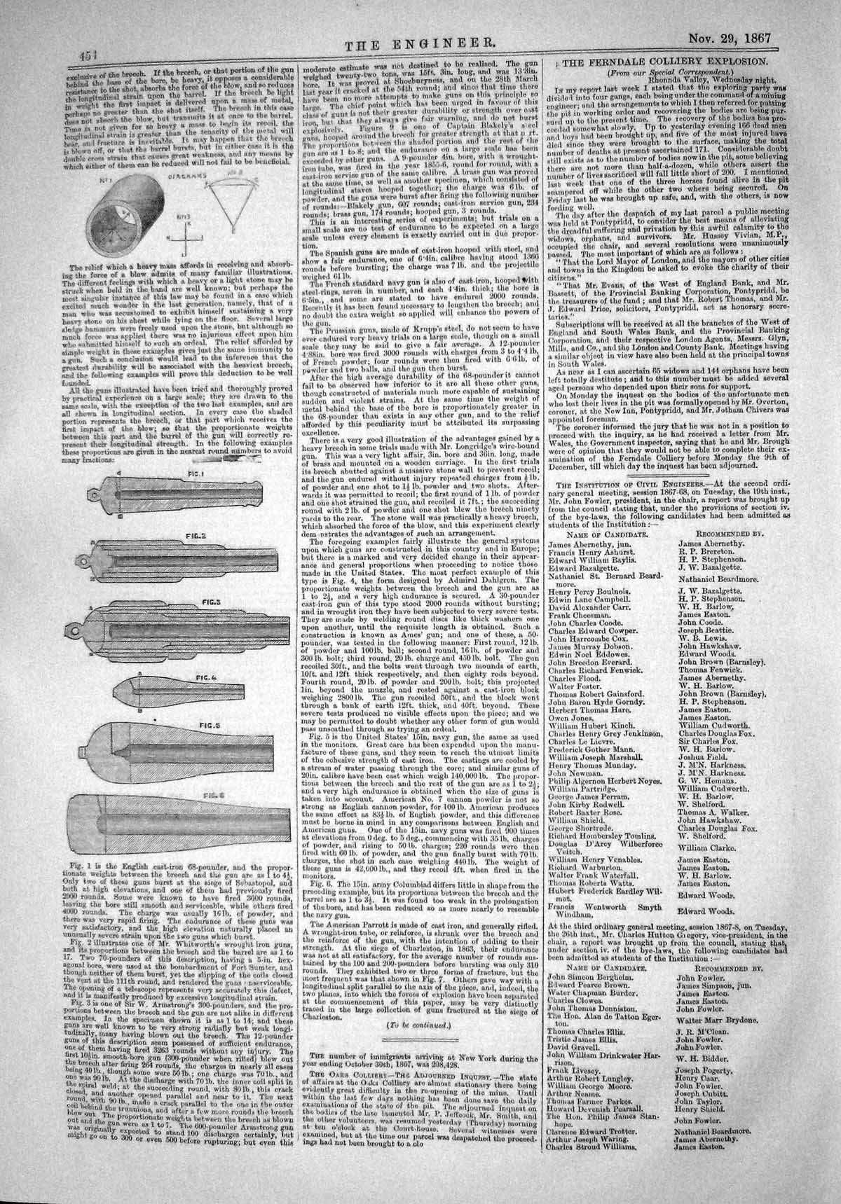Antique Print 1867 Diagrams Connection Between Shape Heavy Guns Durability 19th