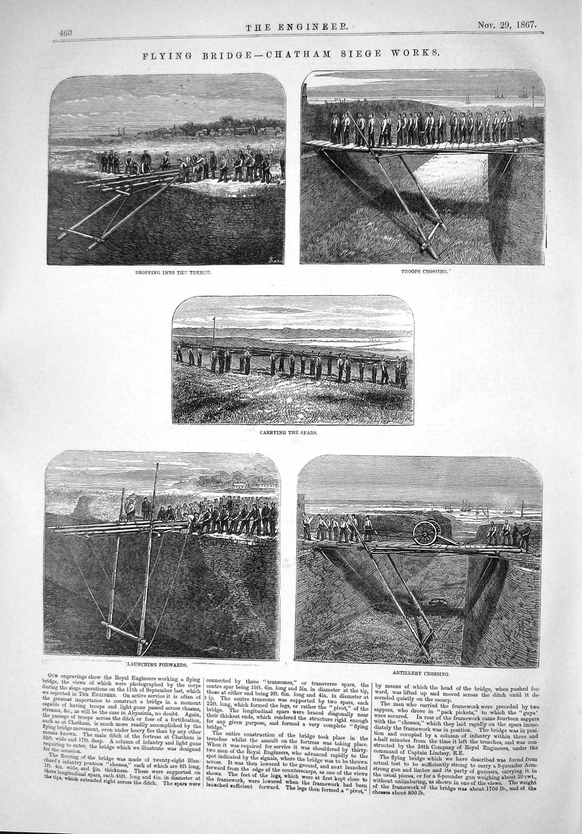Old 1867 Flying Bridge Chatham Siege Works Artillery Crossing Trench Victorian