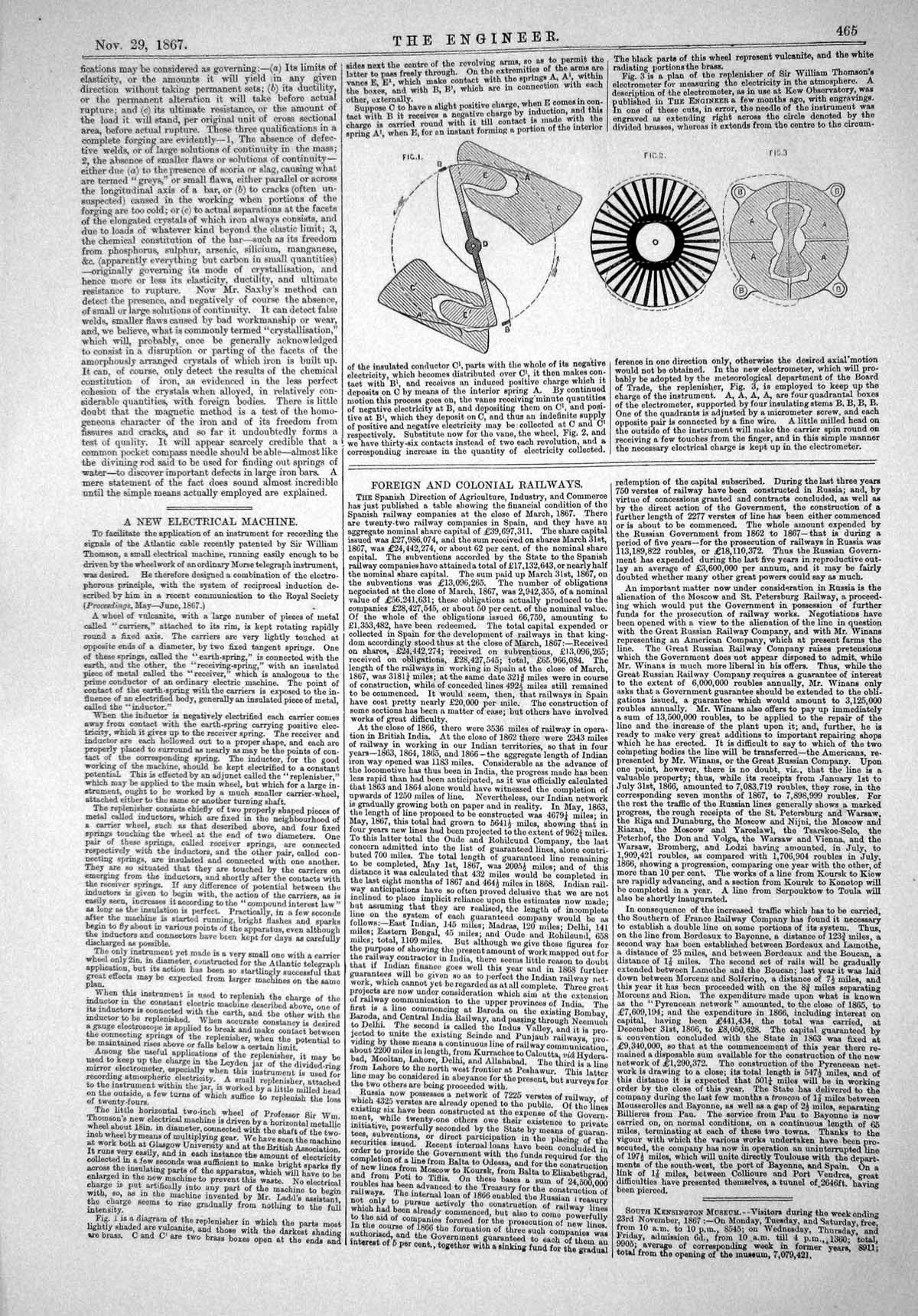 Original Old Antique Print 1867 Engineer Electrical Machine Drawings Instrument