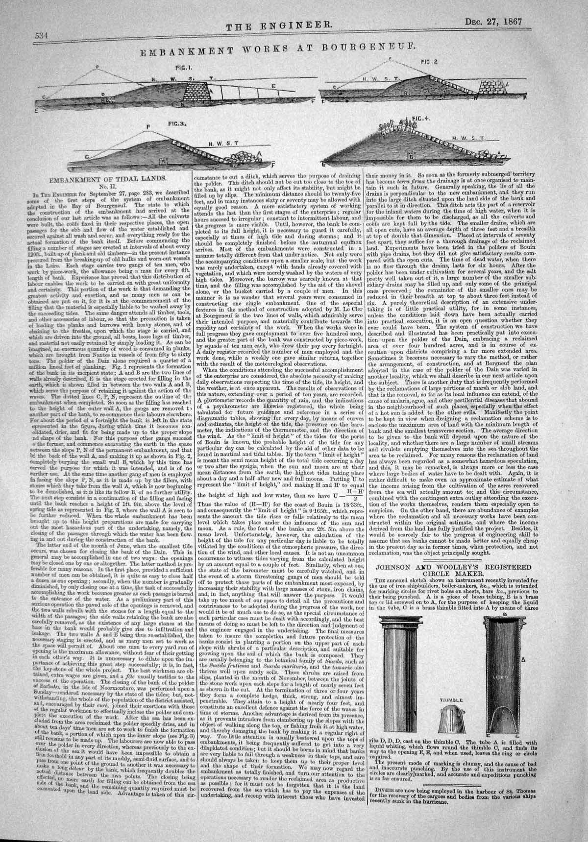 Old 1867 Embankment Works Bourgeneue Tidal Lands Johnson Woolley Circ Victorian