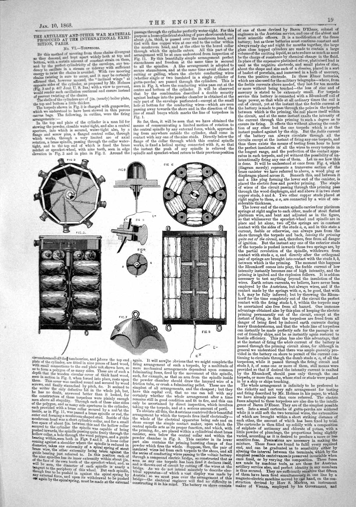 Old 1868 Artillery War Material Paris Exhibition Torpedoes Engineerin Victorian