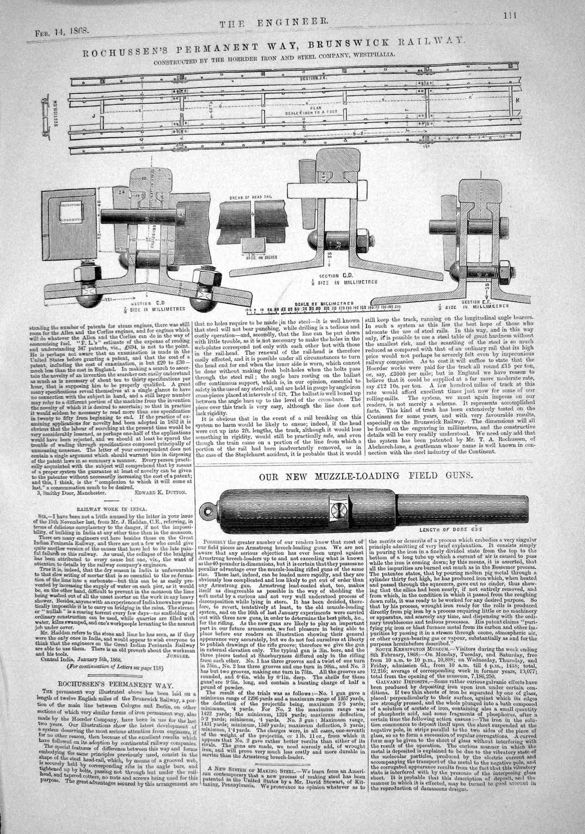 Old 1868 Rochussen Permanent Way Brunswick Railway Muzzle-Loading Fie Victorian