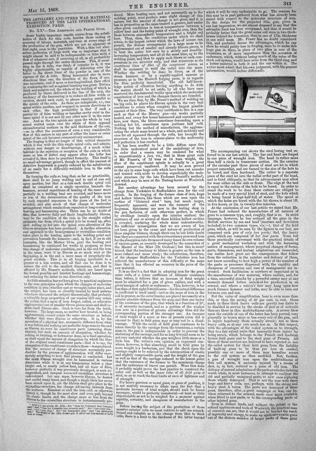 Old 1868 Artillery War Material Armstrong Fraser Gun Paris Exhibition Victorian