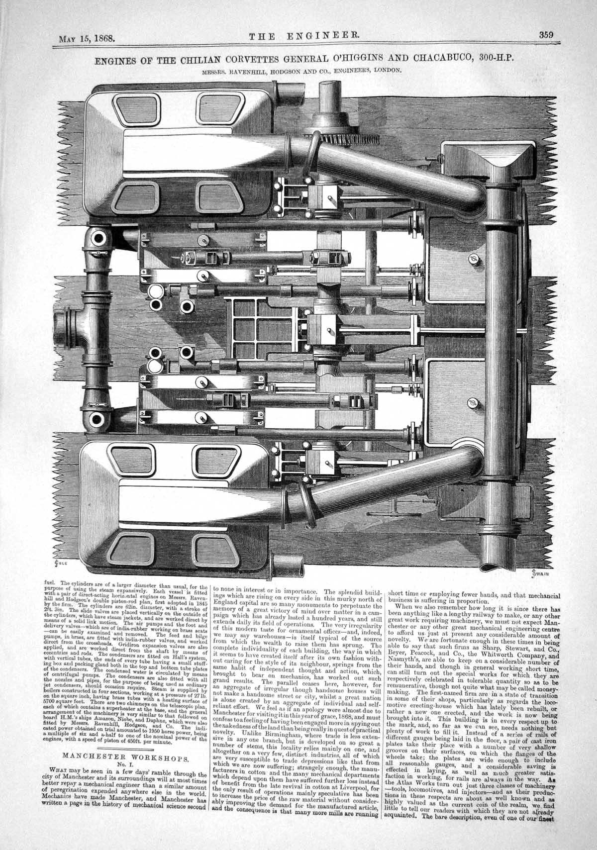 Old 1868 Engines Chilian Corvettes O'Higgins Chacabuco Ravenhill Hodg Victorian