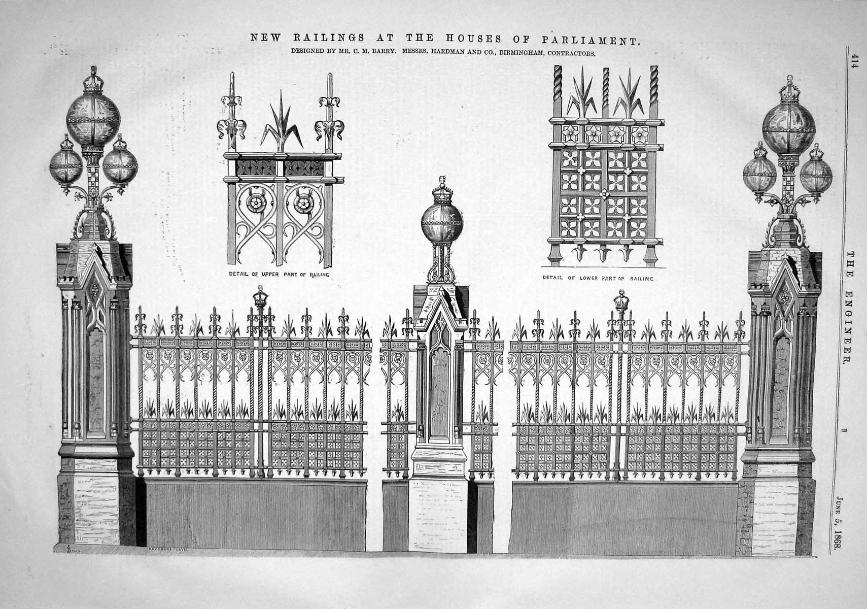 Old 1868 Railings Houses Parliament Architecture Barry Hardman Birmin Victorian