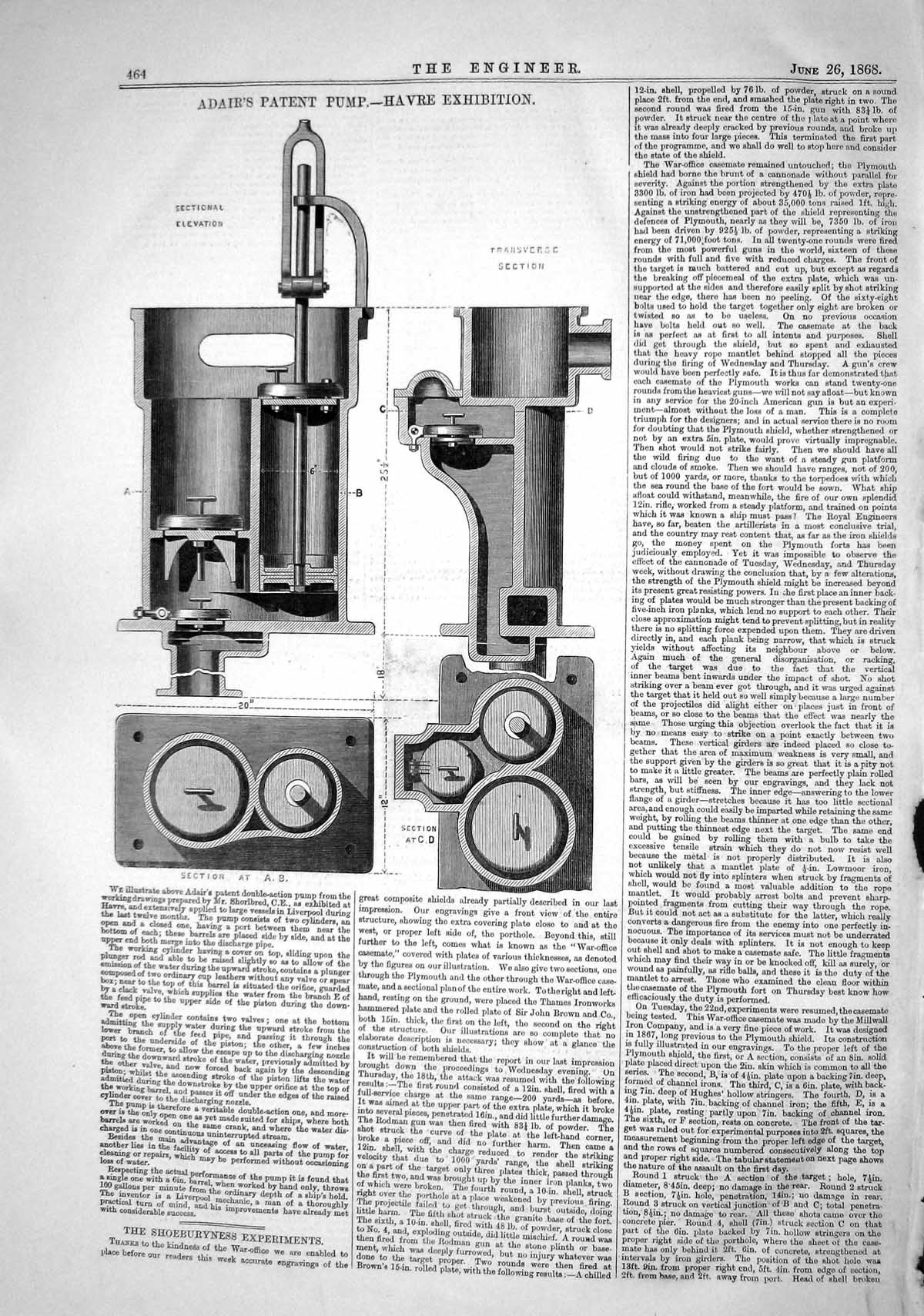 Old 1868 Adairs Patent Pump Havre Exhibition Target Experiments Shoeb Victorian