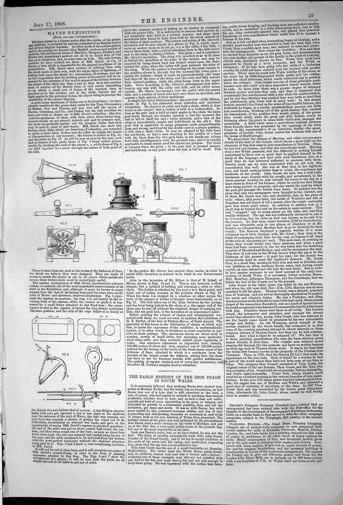 Antique Print 1868 Havre Exhibition Instruments Marine Gallery Engineering 19th