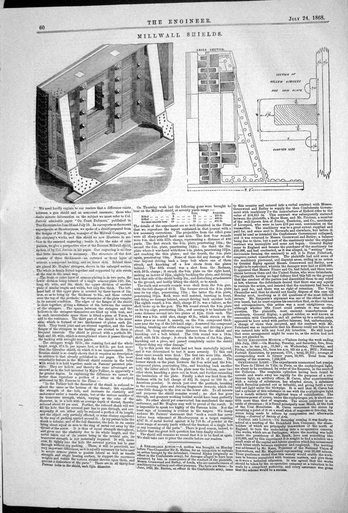 Old 1868 Millwall Shields Section Hollow Stringer Skin Plate Engineer Victorian