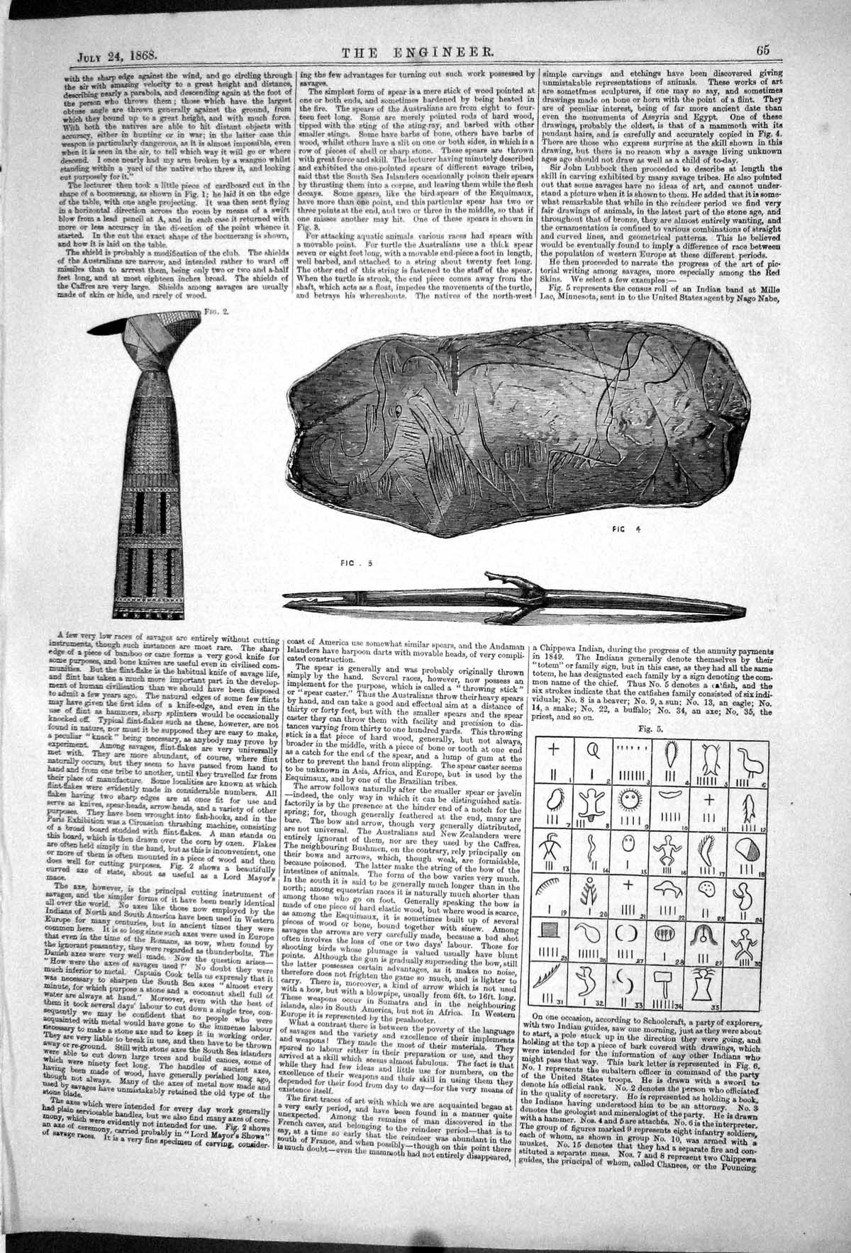 Old Print 1868 Paris Exhibition Axe Circassian Thrashing Machine Drawing 19th