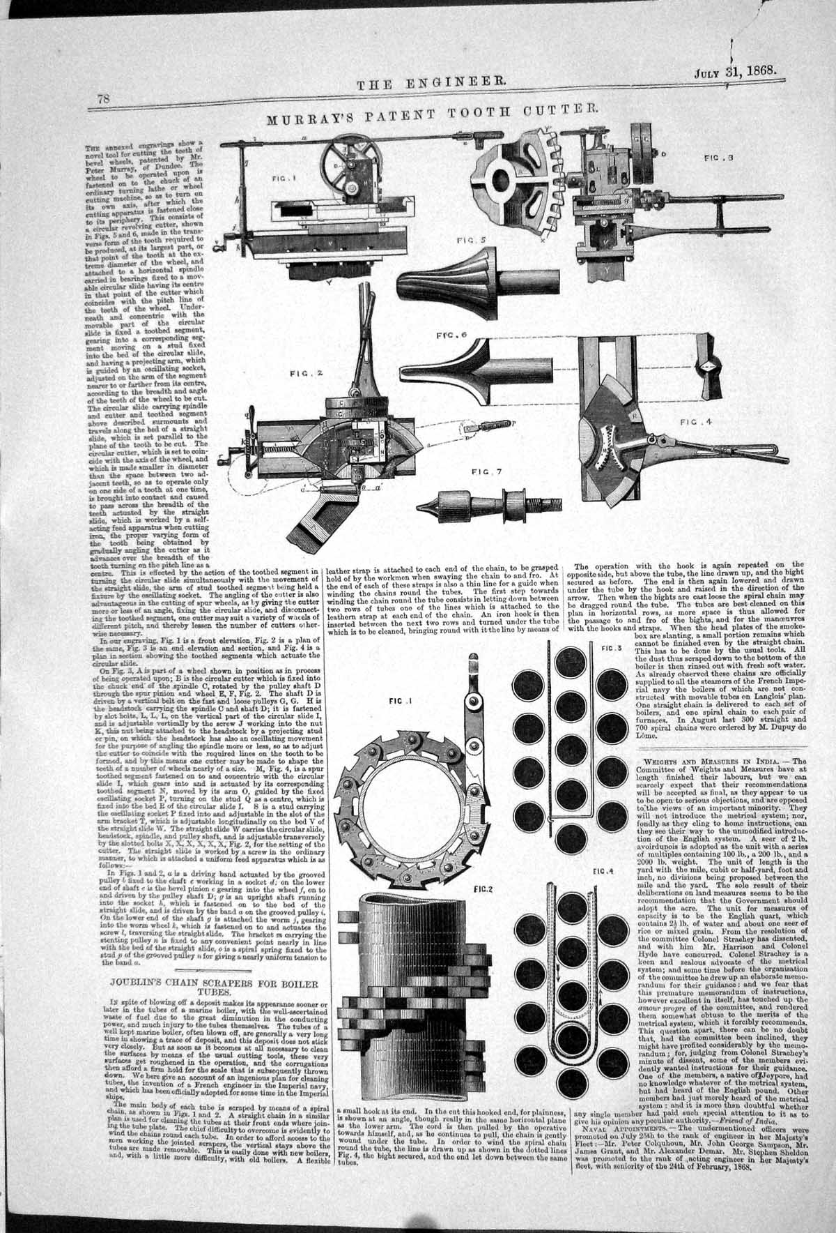 Old 1868 Murray Patent Tooth Cutter Machinery Joublin Chain Scrapers Victorian