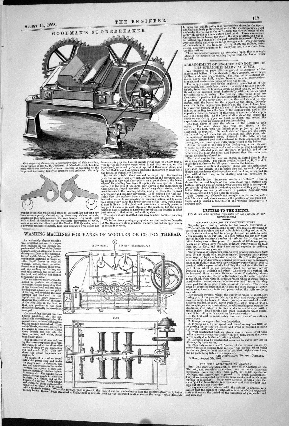 Old 1868 Goodman Stonebreaker Machinery Washing Machines Hanks Woolle Victorian