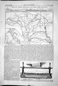 Old 1868 Map Egypt New Suez Railway Plan Bright Tramway System Engine Victorian