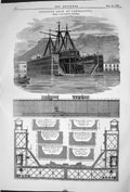 Old Antique Print 1868 Floating Dock Carthagena Ships Engineering Rennie 19th