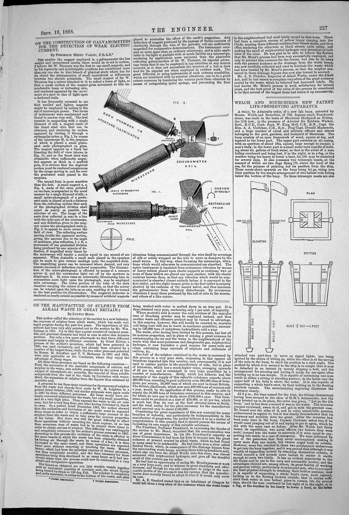 Old 1868 Construction Galvanmeters Detection Weak Electric Bourchiers Victorian