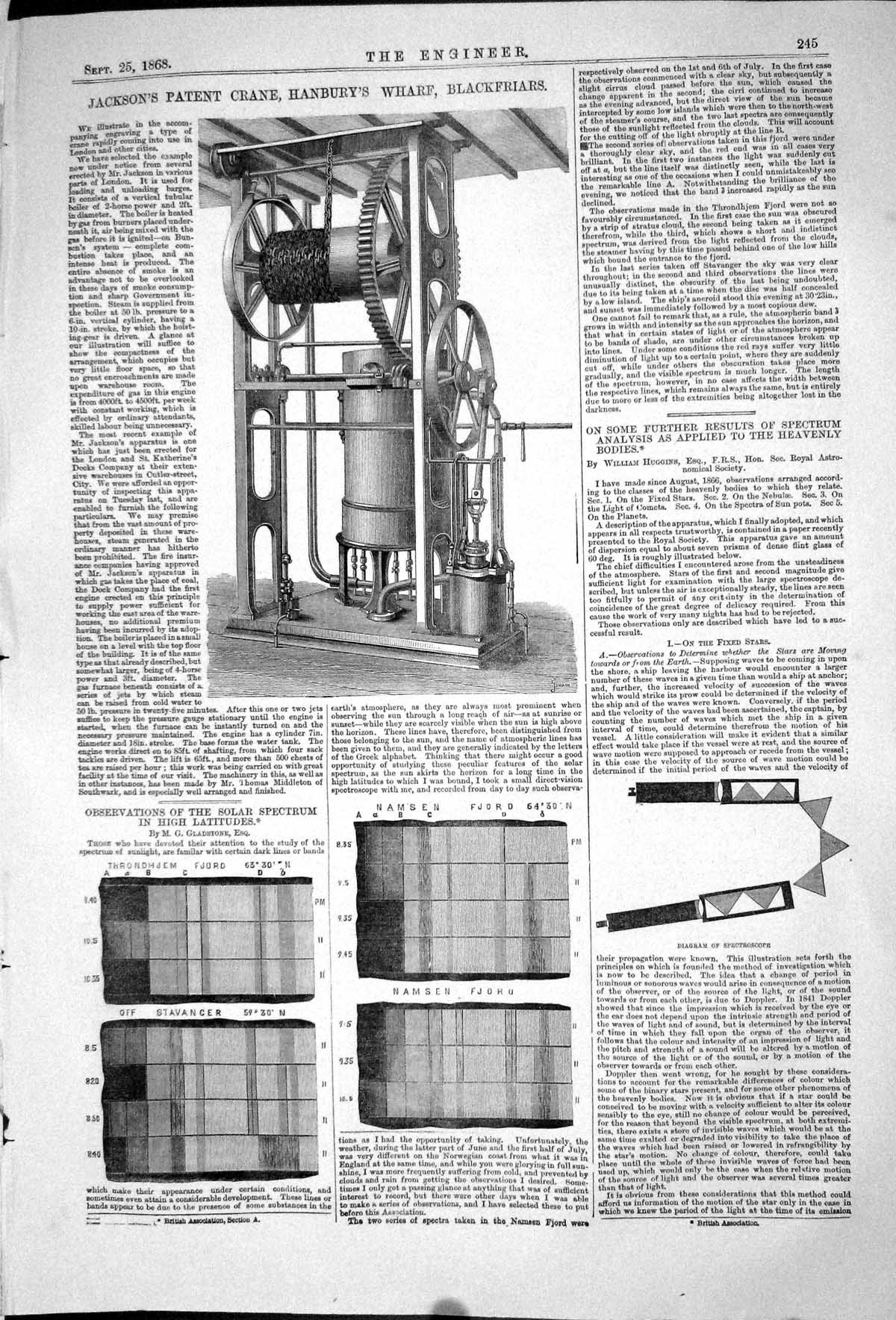 Old 1868 Jacksons Patent Crane Hanbury Wharf Blackfriars Solar Spectr Victorian