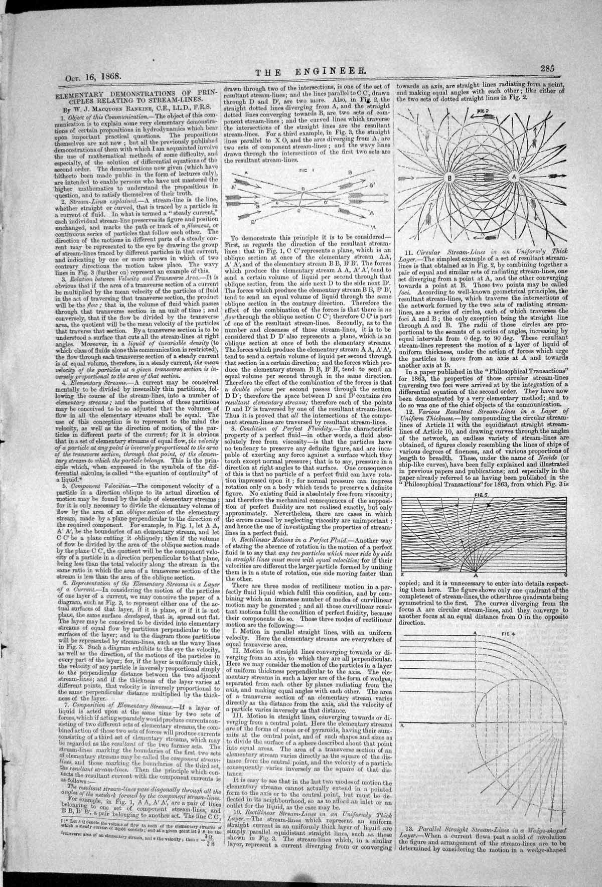 Old 1868 Elementary Demonstrations Principles Relating Stream Lines D Victorian