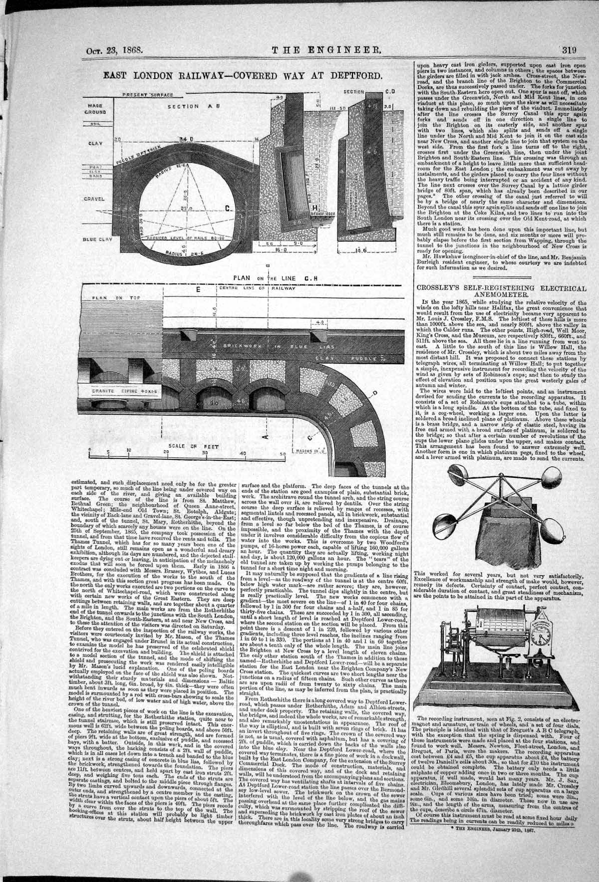 Old 1868 East London Railway Covered Way Deptford Instruments Enginee Victorian