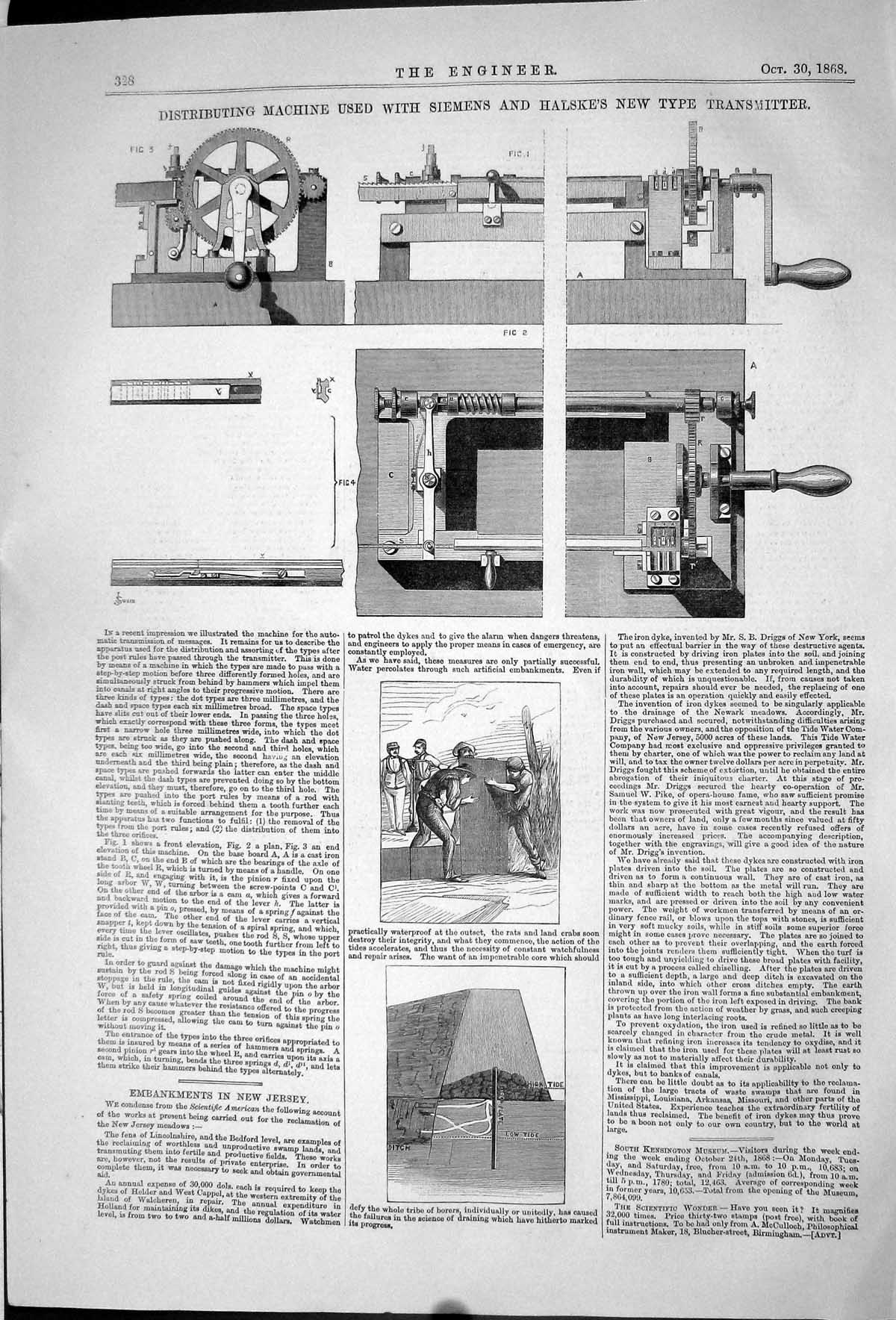 Old 1868 Distributing Machine Siemens Halske New Type Transmitter Eng Victorian