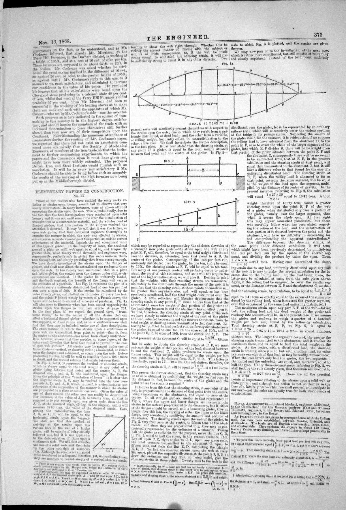 Old 1868 Engineering Diagrams Drawing Elementary Papers Construction Victorian