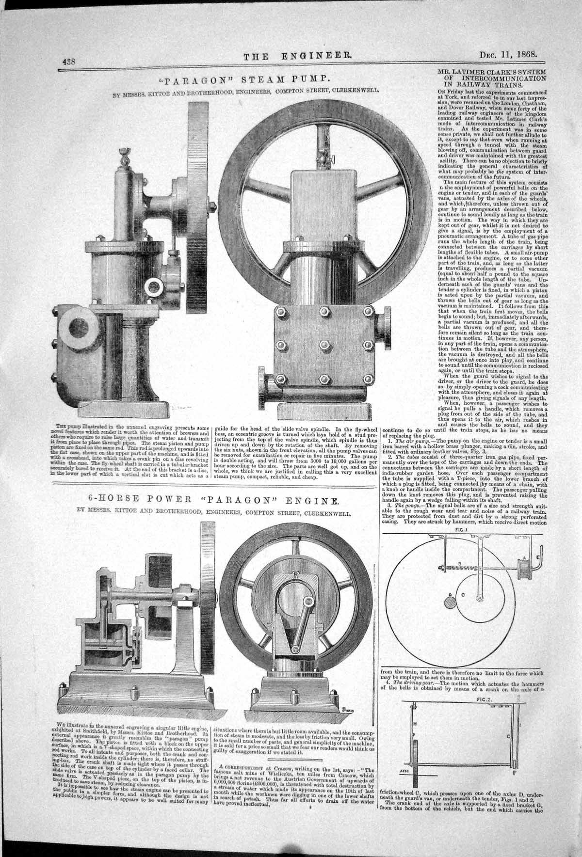 Old 1868 Paragon Steam PumpHorse Power Engine Kittoe Engineers Com Victorian