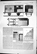 Antique Print 1869 Iron Cattle Wagon Belgian Railway System Train Carriage 19th