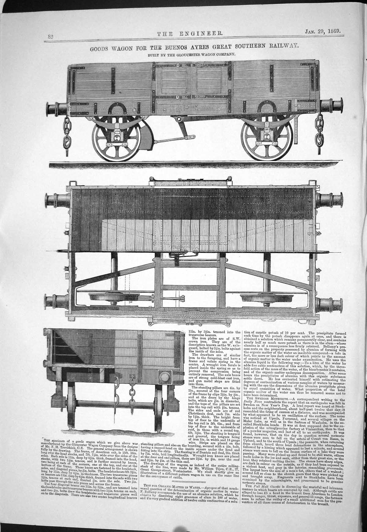 Old 1869 Goods Wagon Buenos Ayres Railway Train Hydrogen Instruments Victorian
