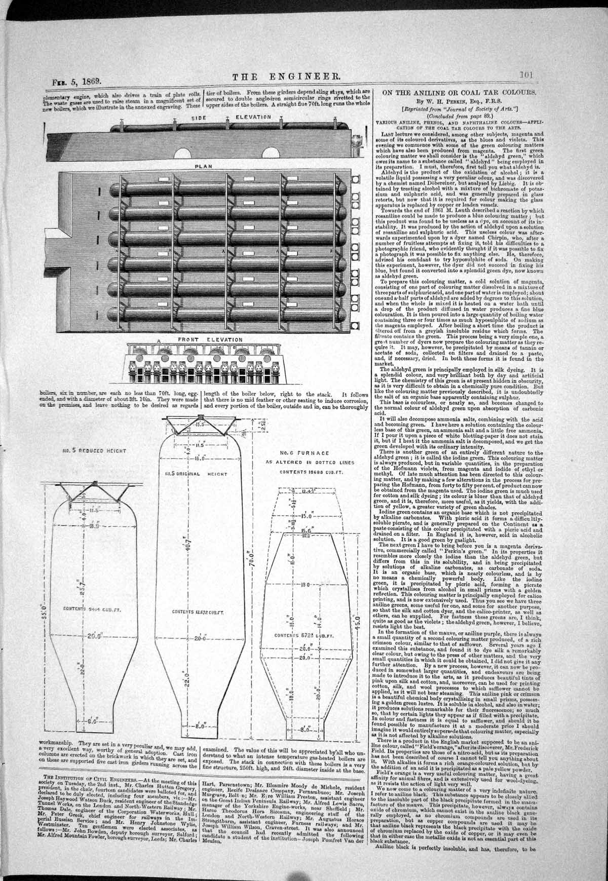 Original Old Antique Print 1869 Engineering Girders Boilers Machinery Victorian