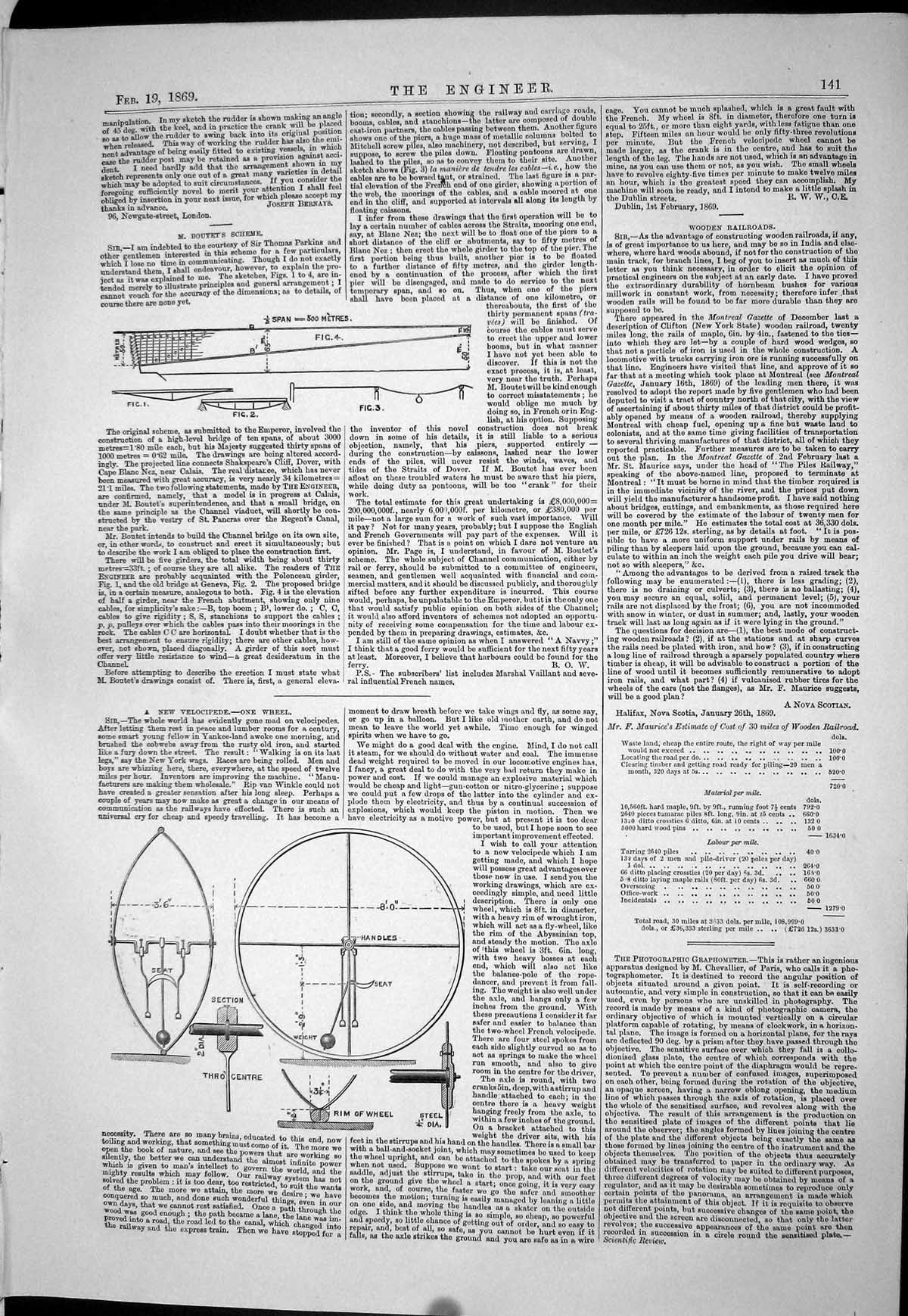 Antique Print 1869 Velocipede Rim Wheel Boutets Scheme Diagrams Engineering
