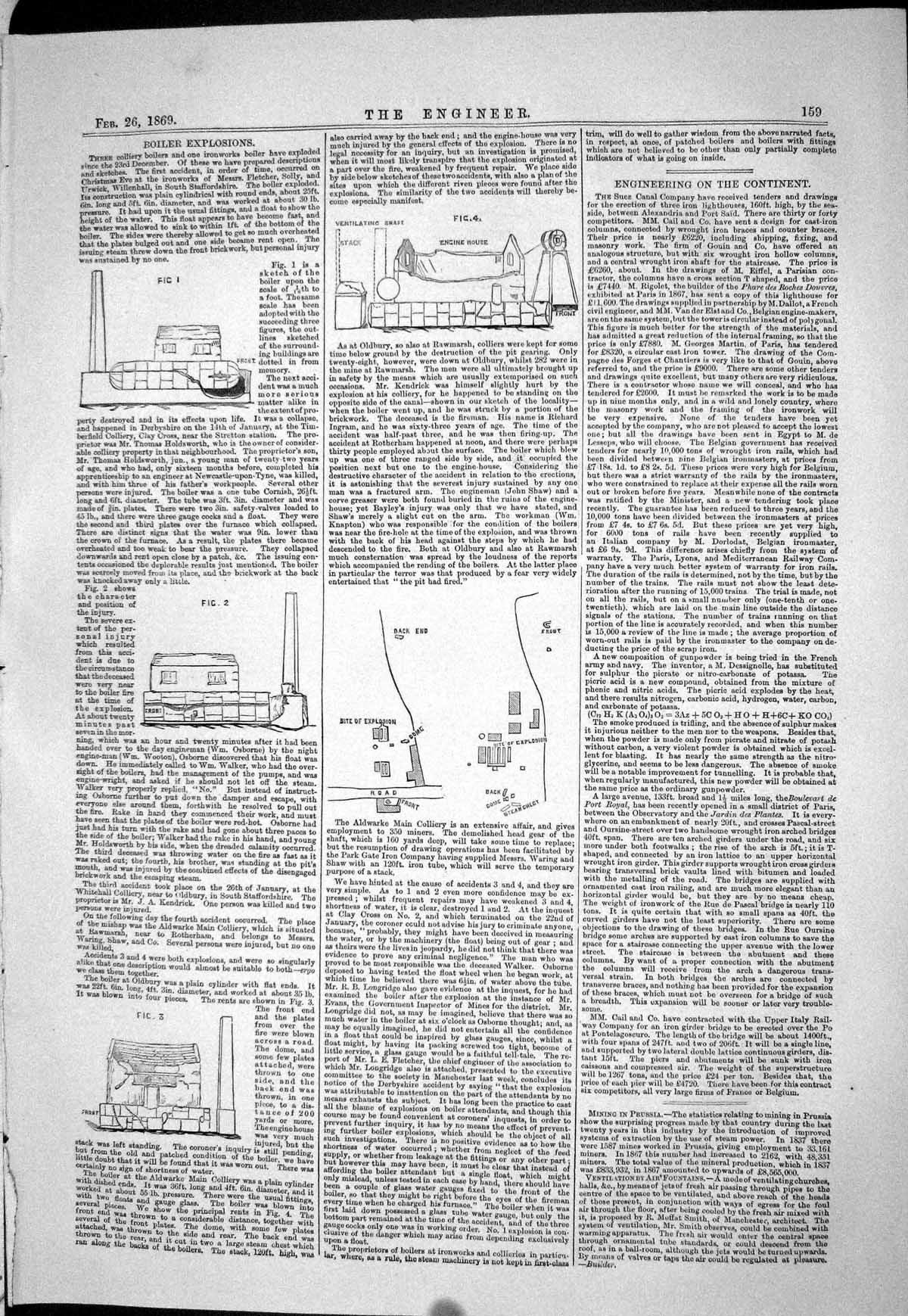Old 1869 Boiler Explosions Colliery Diagrams Engine House Engineering Victorian